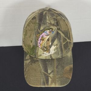 Y2k Camo Camouflage Fish Hat Cap Velcor Salmon Bass